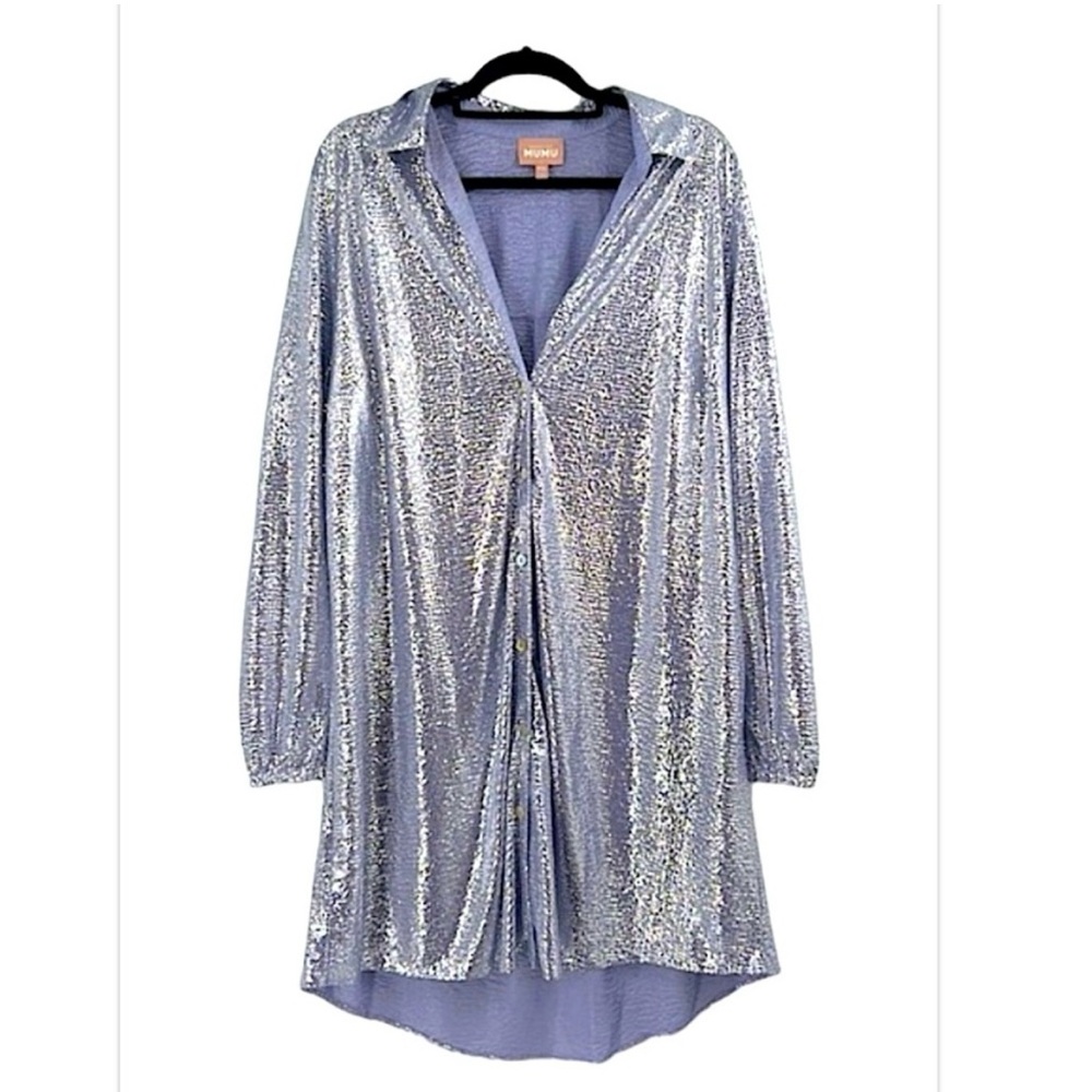 Show Me Your MUMU Lavender sparkle shirt dress